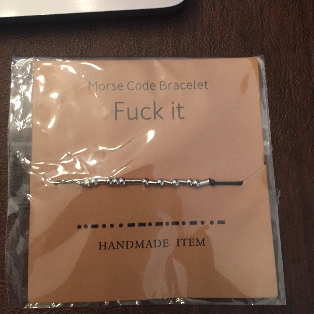 Silver morse code bracelet (F**ck It)